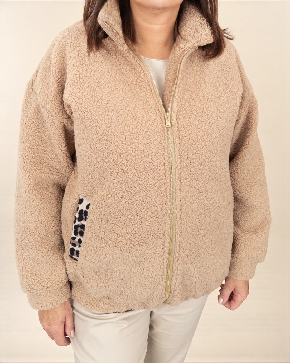 Teddy Jacke beige