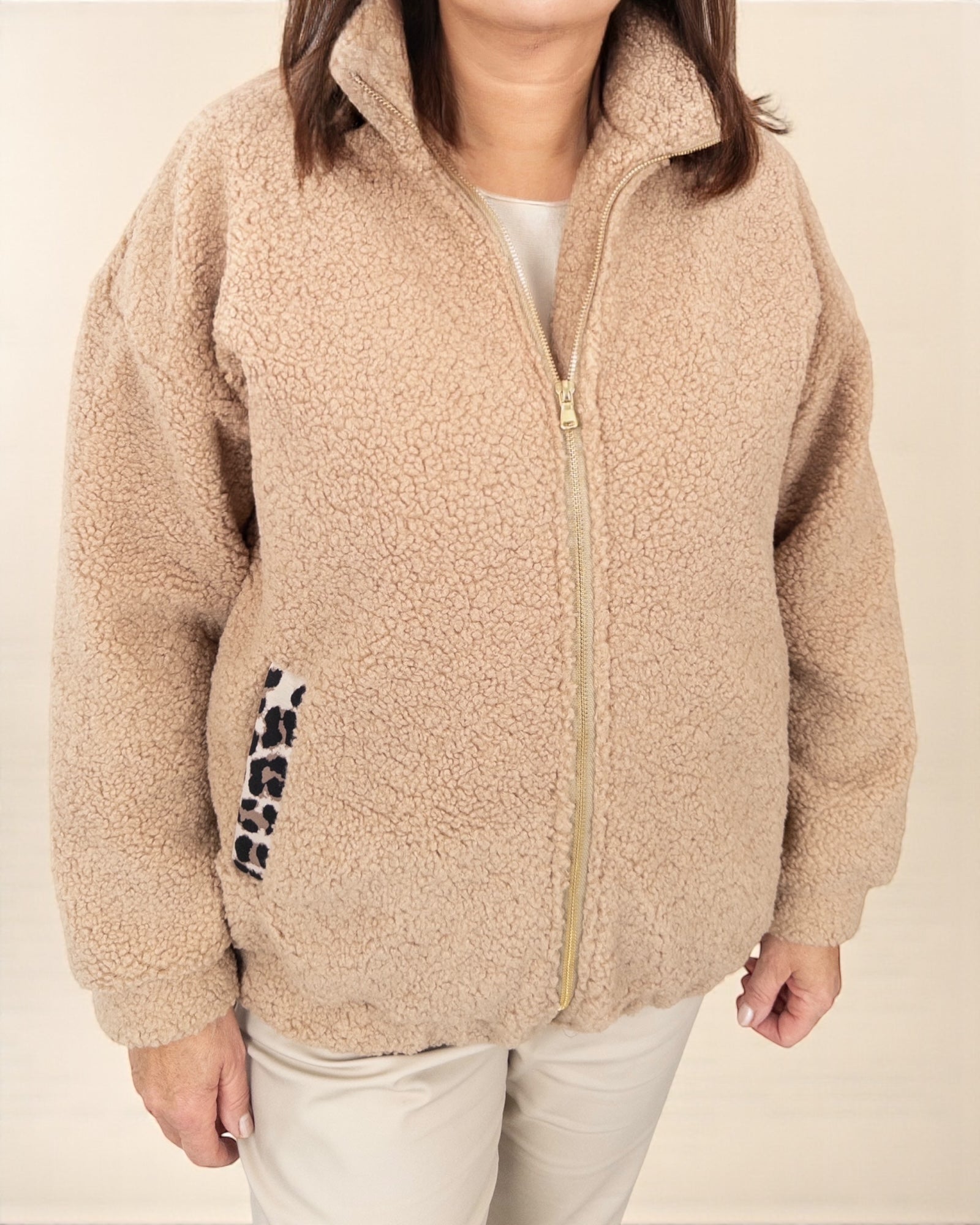 Teddy Jacke beige