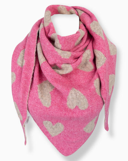 Dreieckstuch Herz pink taupe