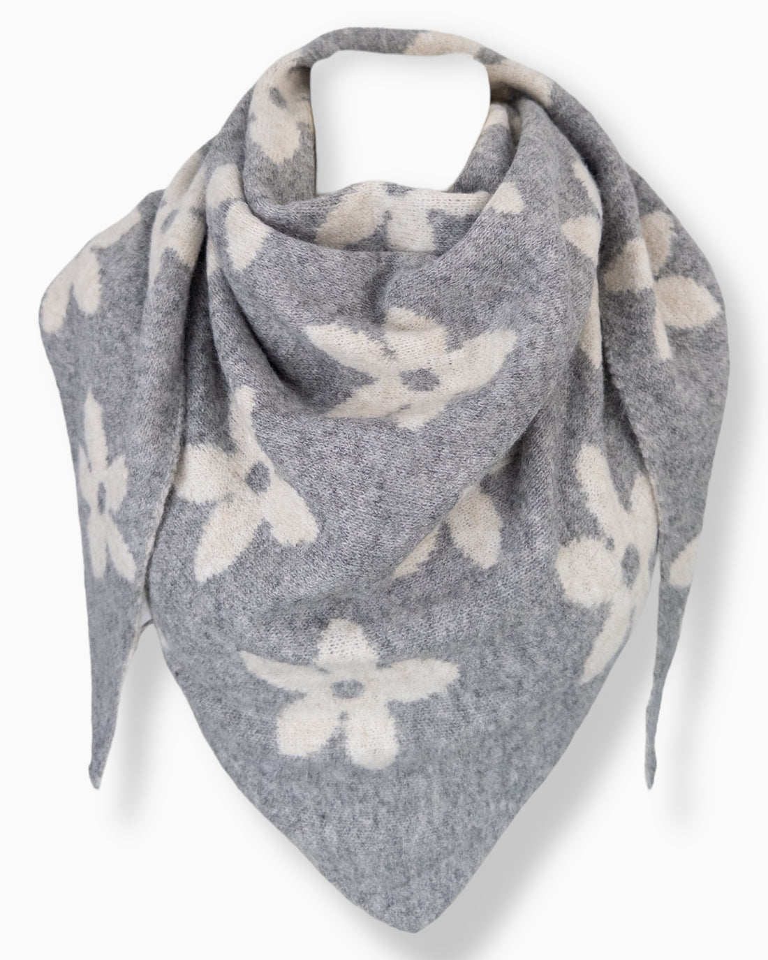 Dreieckstuch Blume grau