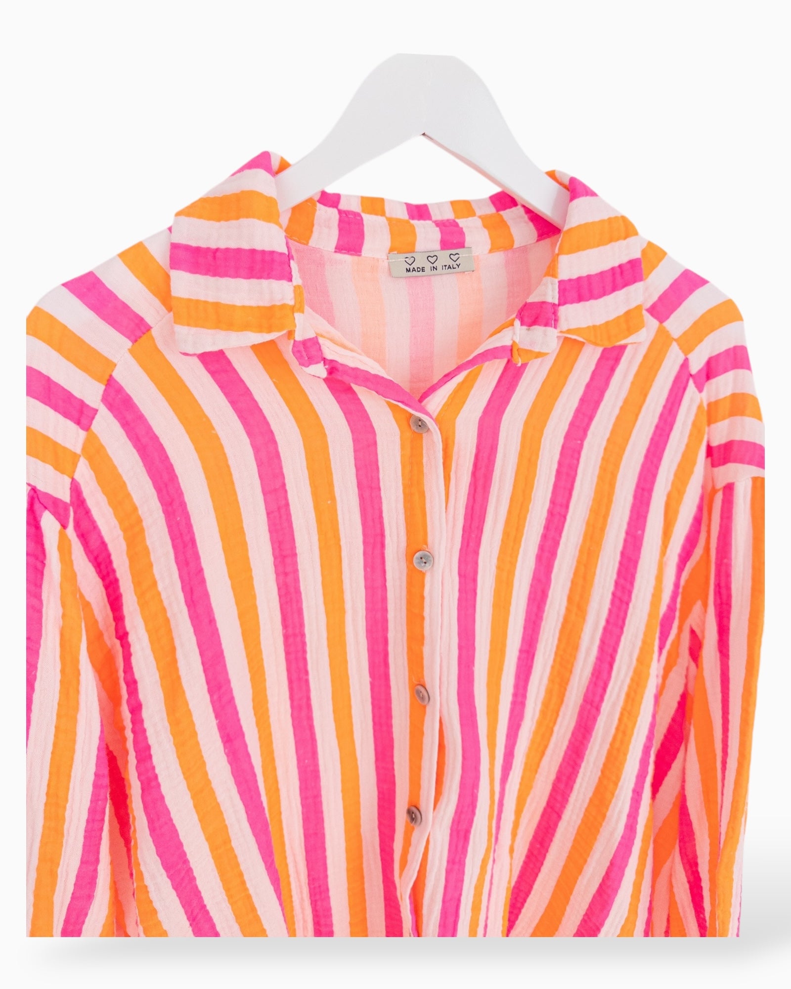 Bluse Musselin mit Streifen pink orange