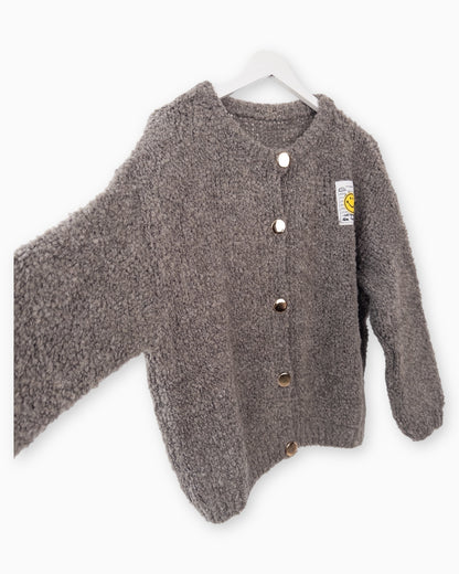 Strickjacke Smile grau-braun