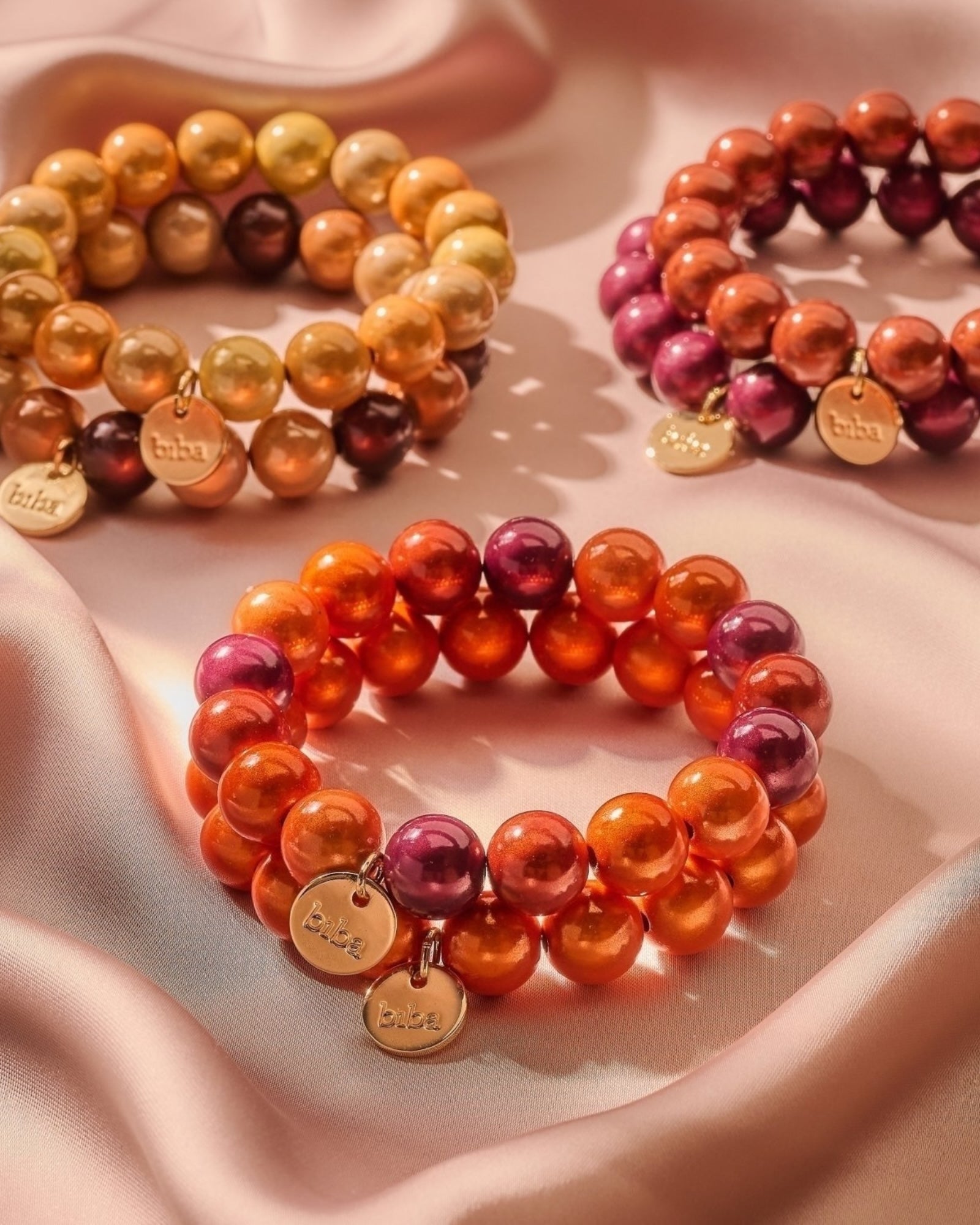 Perlenarmband Fiola braun grün