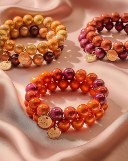 Perlenarmband Fiola braun grün