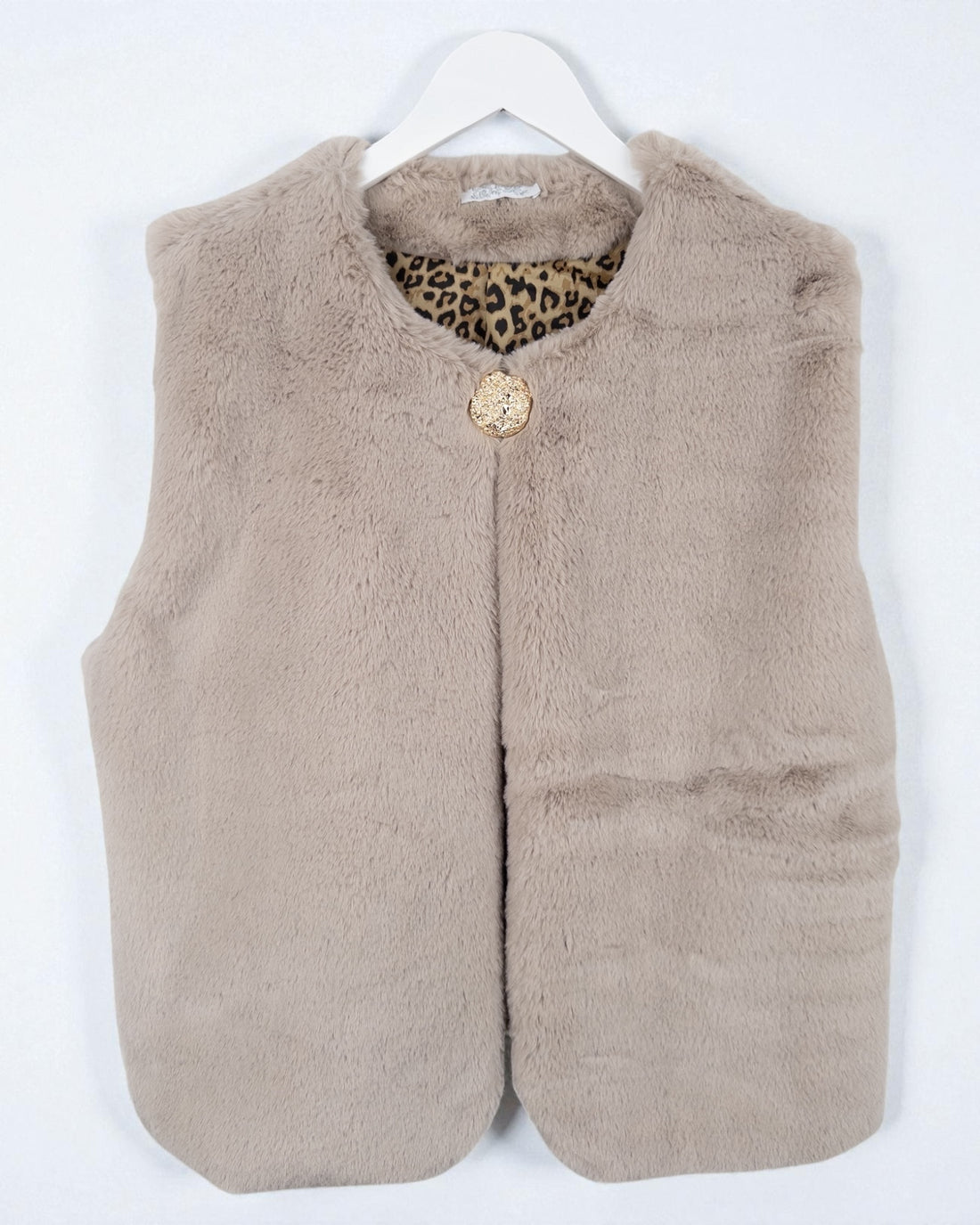 Flauschige Kunstfell-Weste Leo taupe