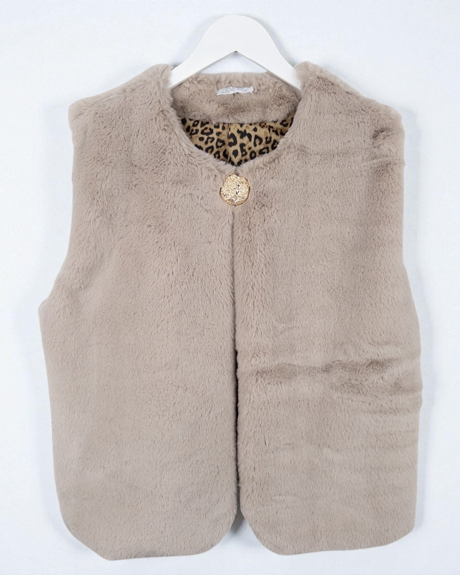 Flauschige Kunstfell-Weste Leo taupe