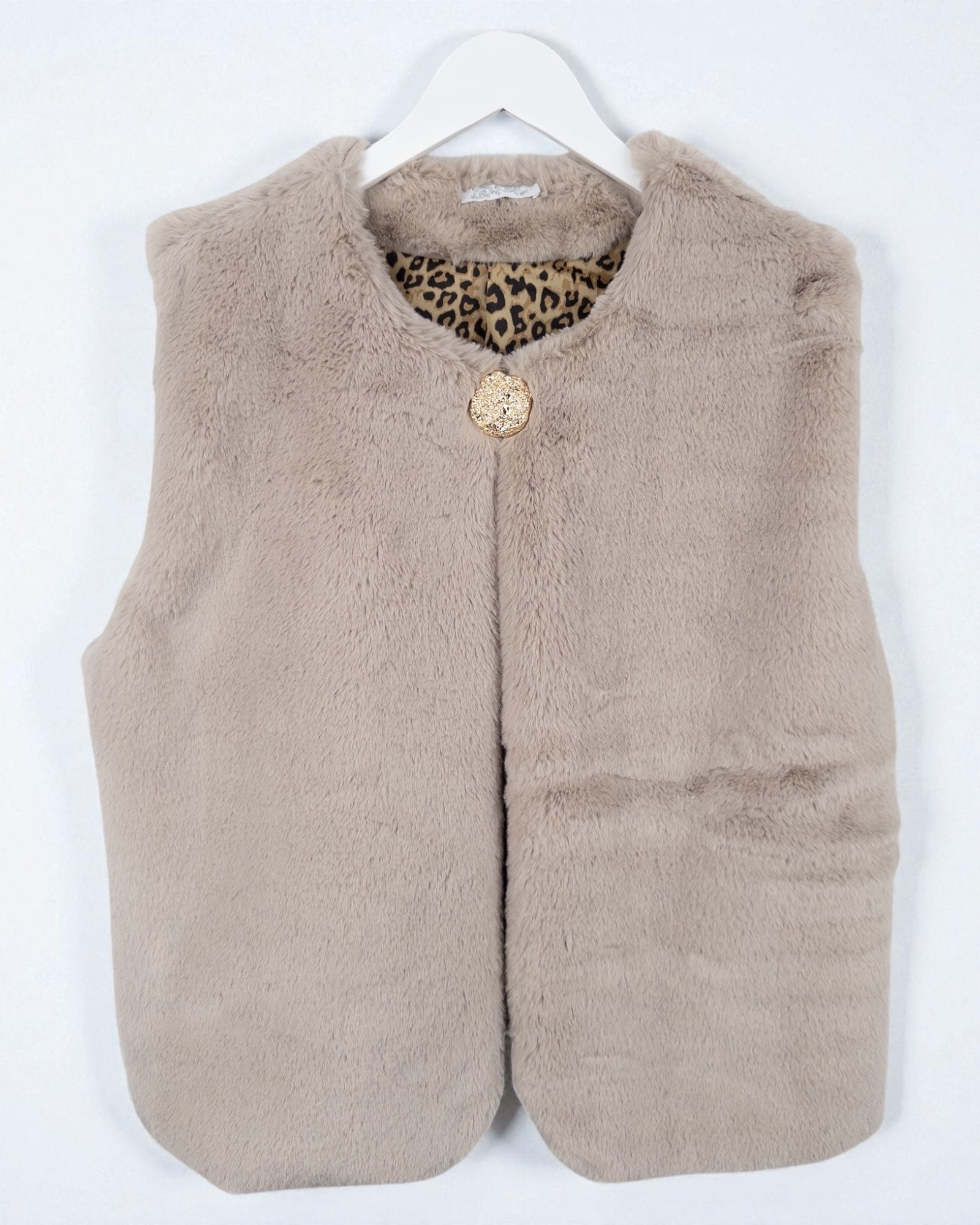 Flauschige Kunstfell-Weste Leo taupe