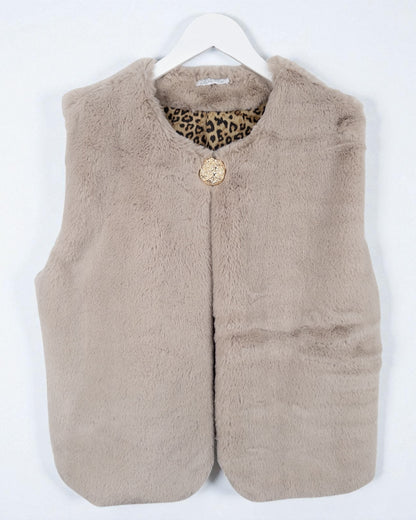 Flauschige Kunstfell-Weste Leo taupe