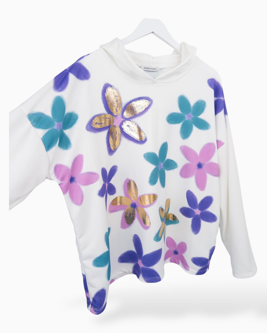 Hoodie Flower weiß lila