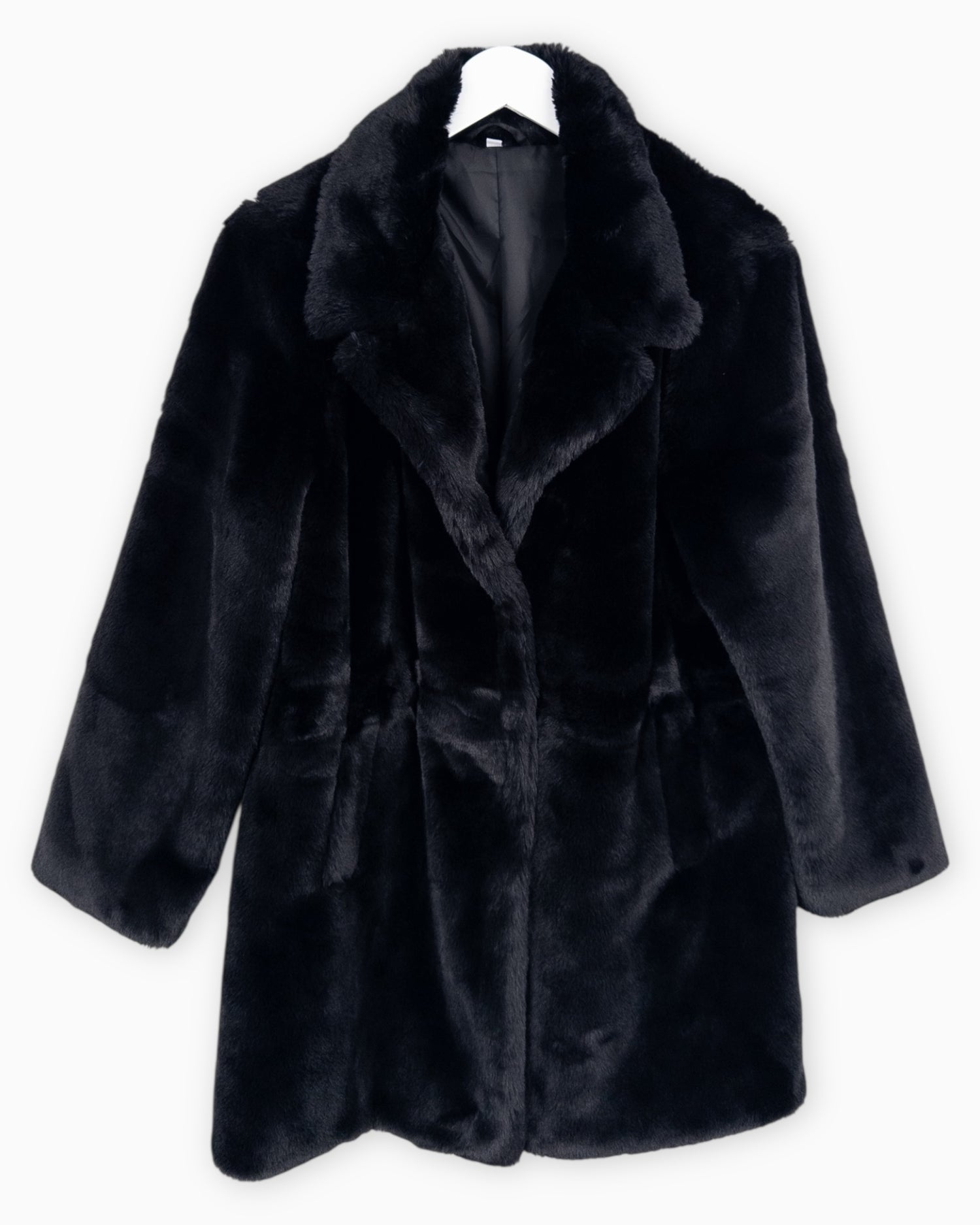 Flauschiger Mantel schwarz