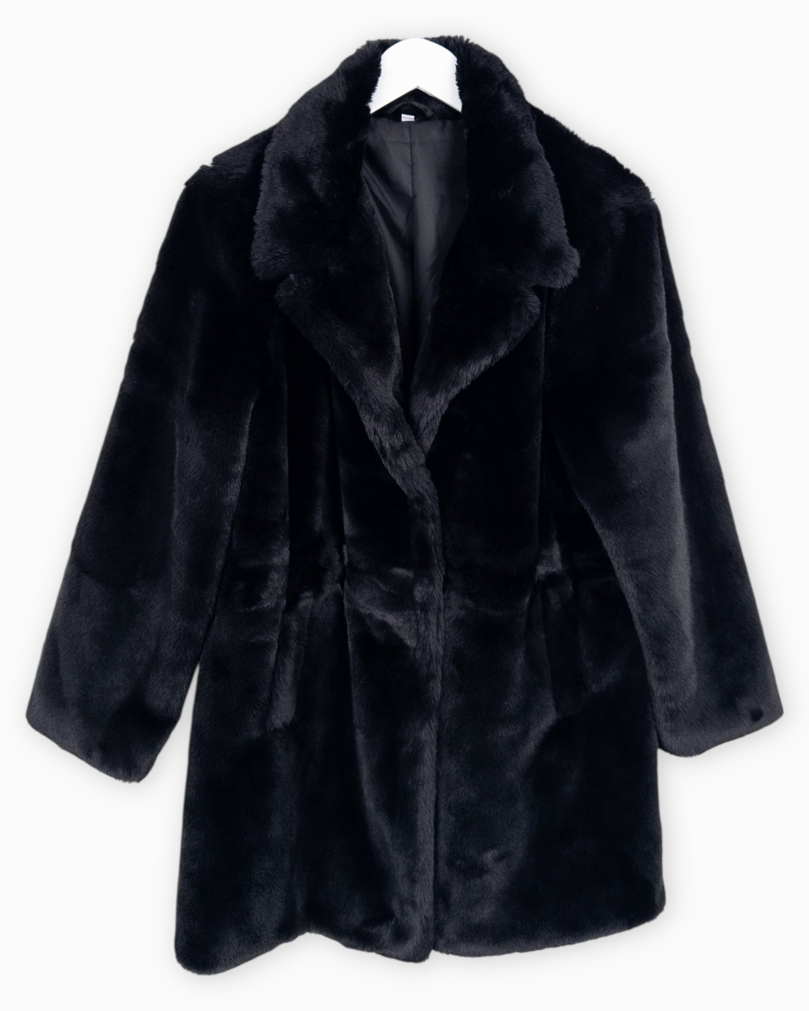 Flauschiger Mantel schwarz