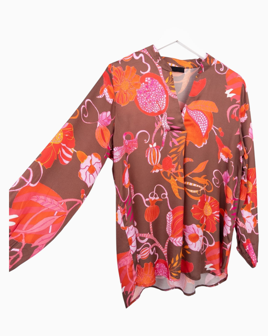 Bluse Flower braun orange