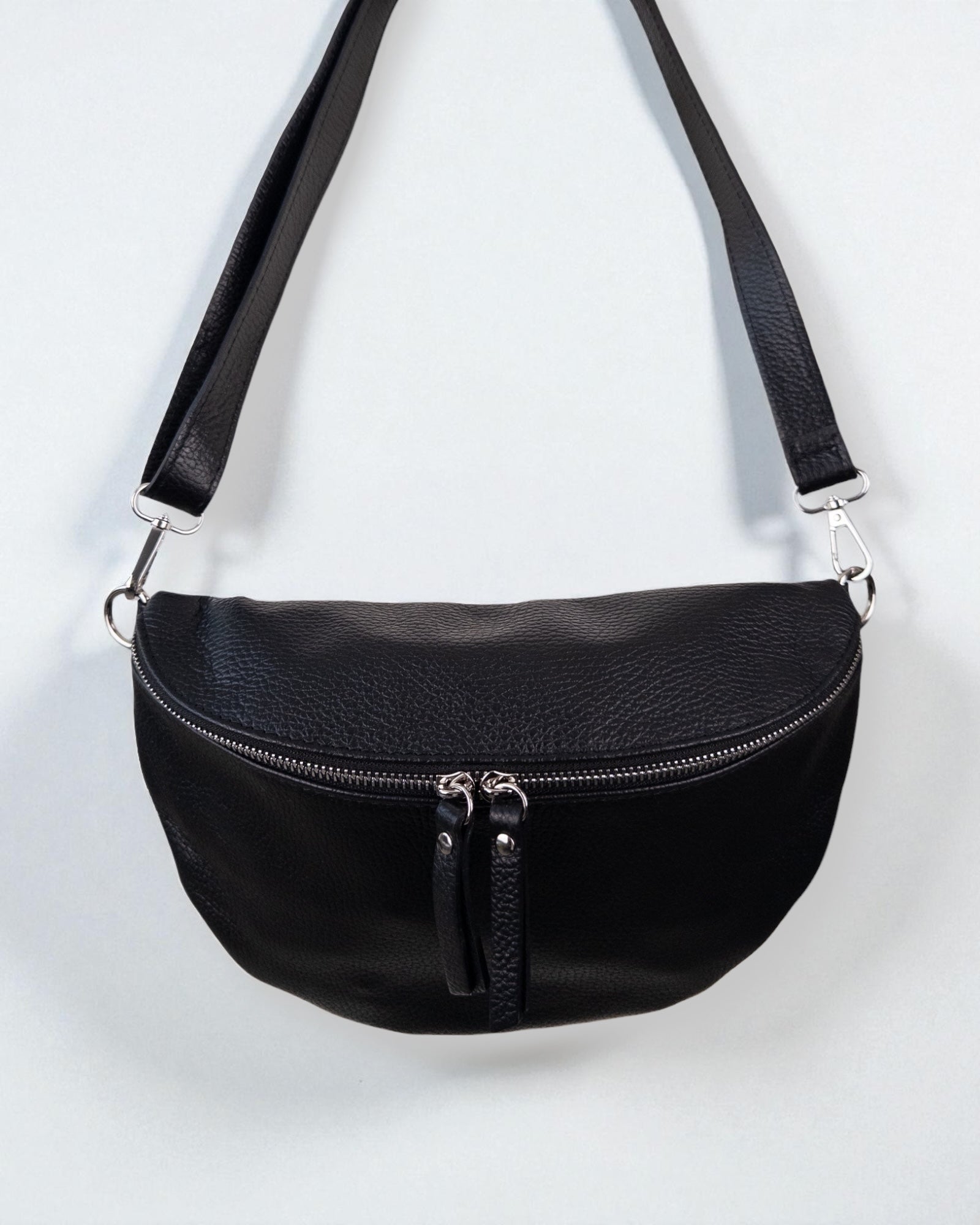 Umhängetasche Leder schwarz