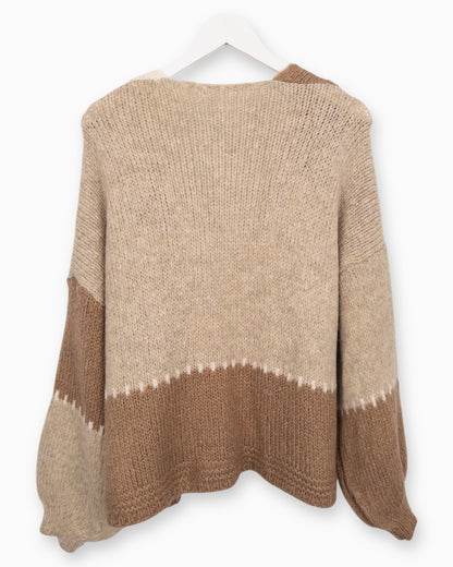 Mehrfarbige Strickweste braun beige creme