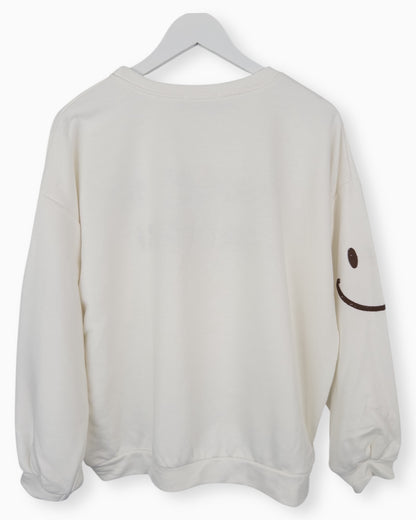 Oversize Pullover Happy to be here creme