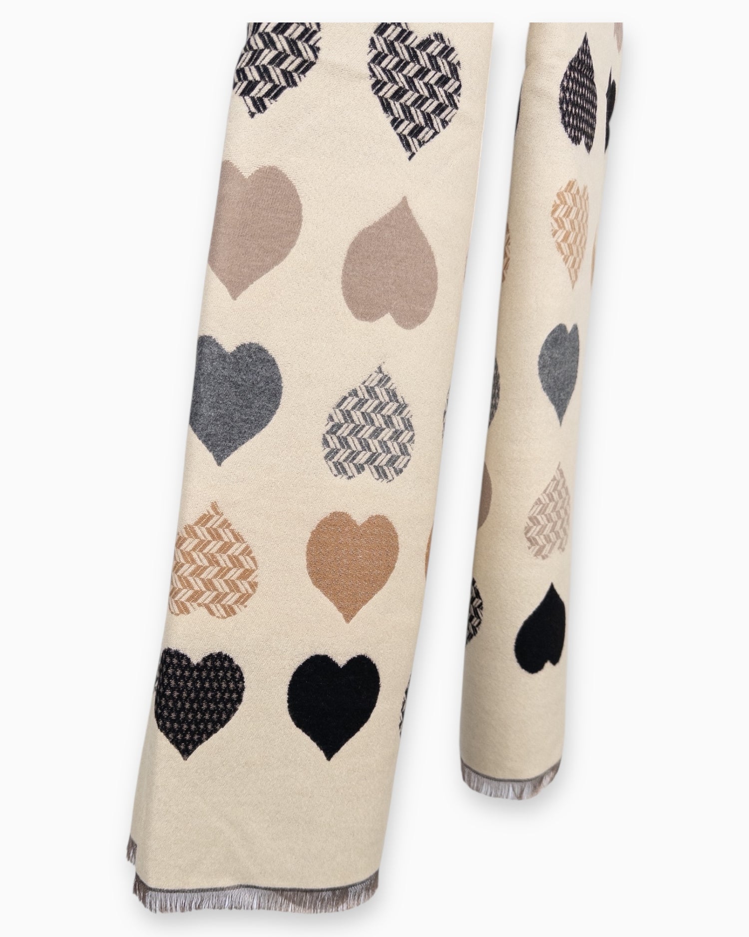 Schal mit Herz-Muster beige