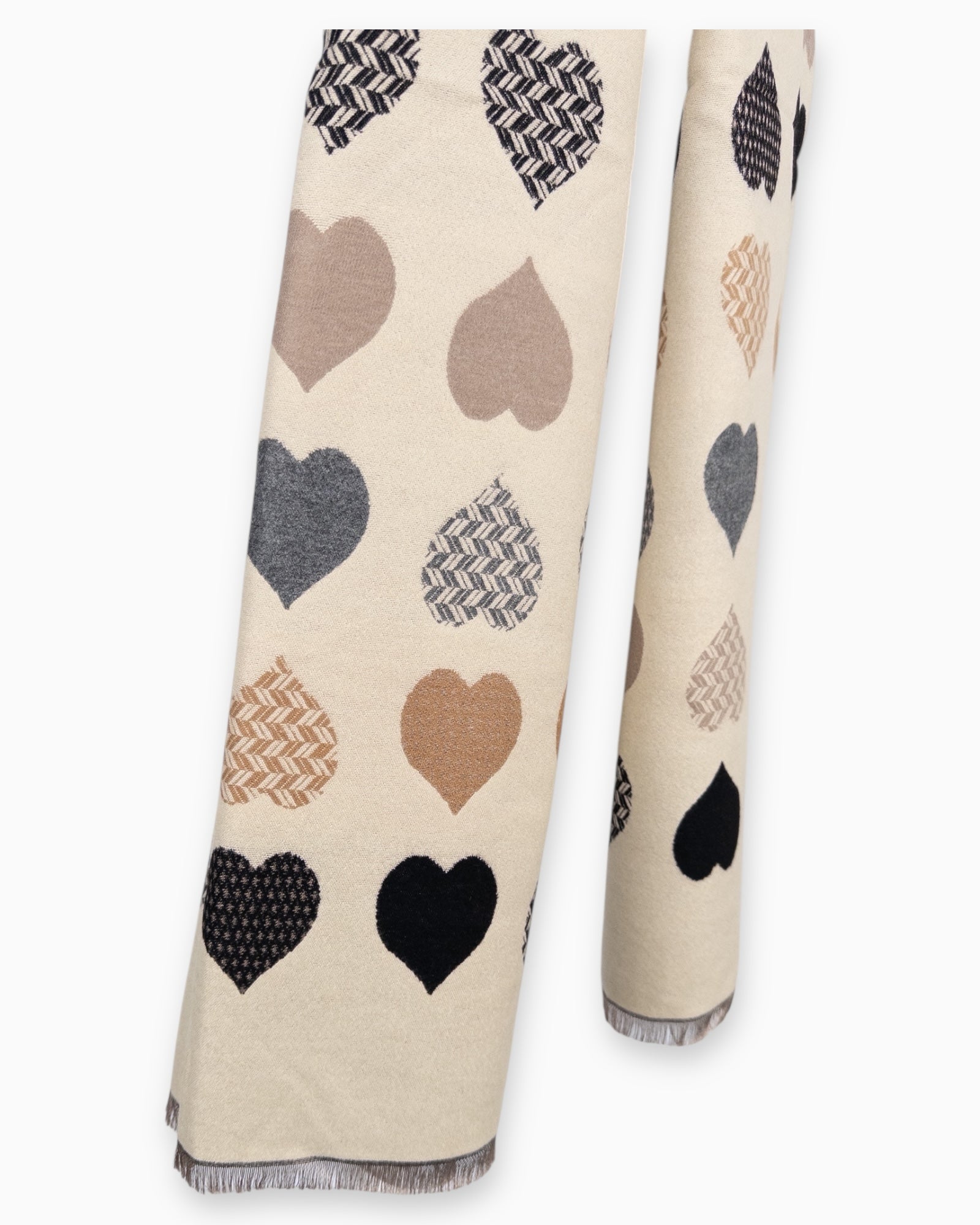 Schal mit Herz-Muster beige