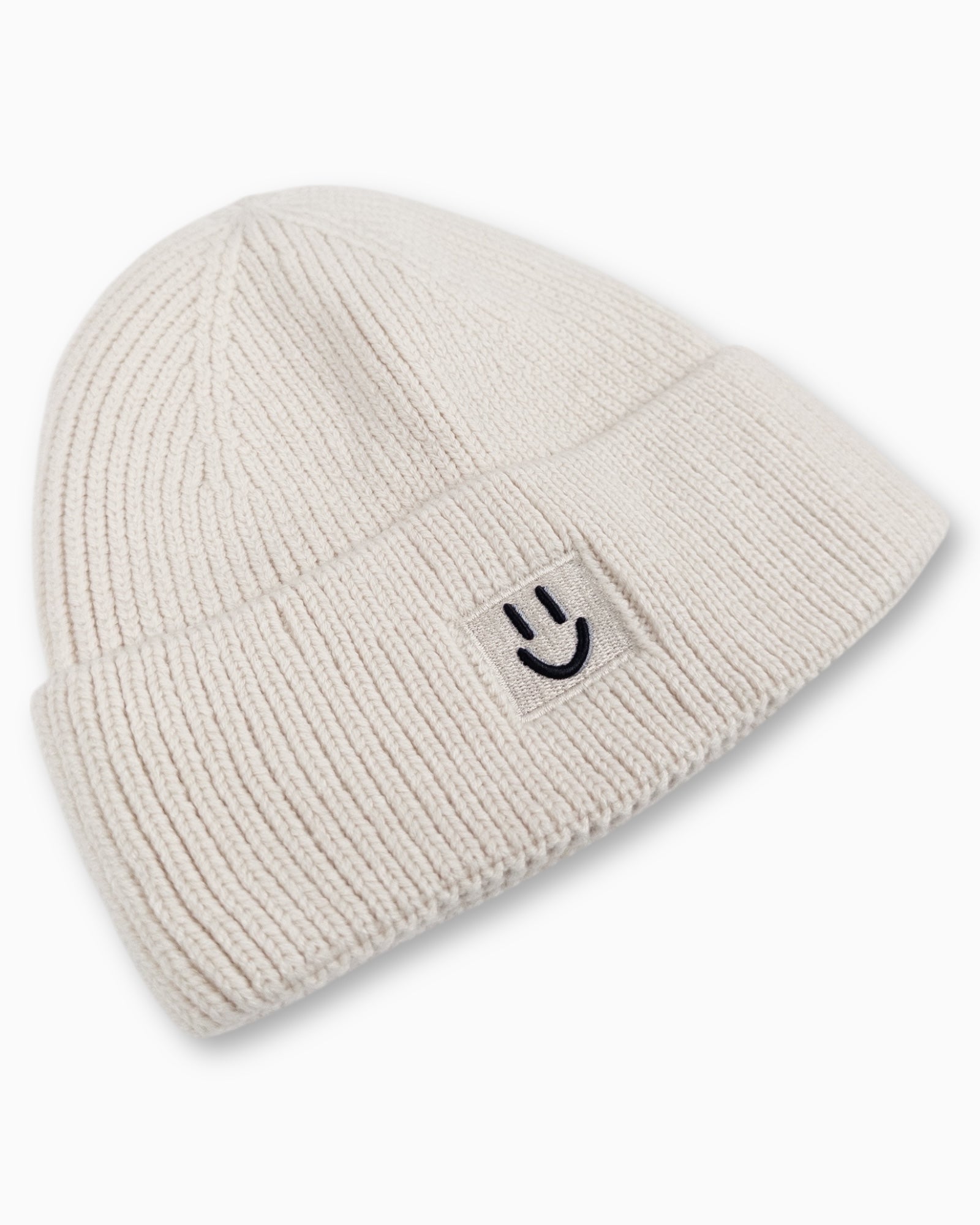 Winterwarme Mütze mit Smiley sand