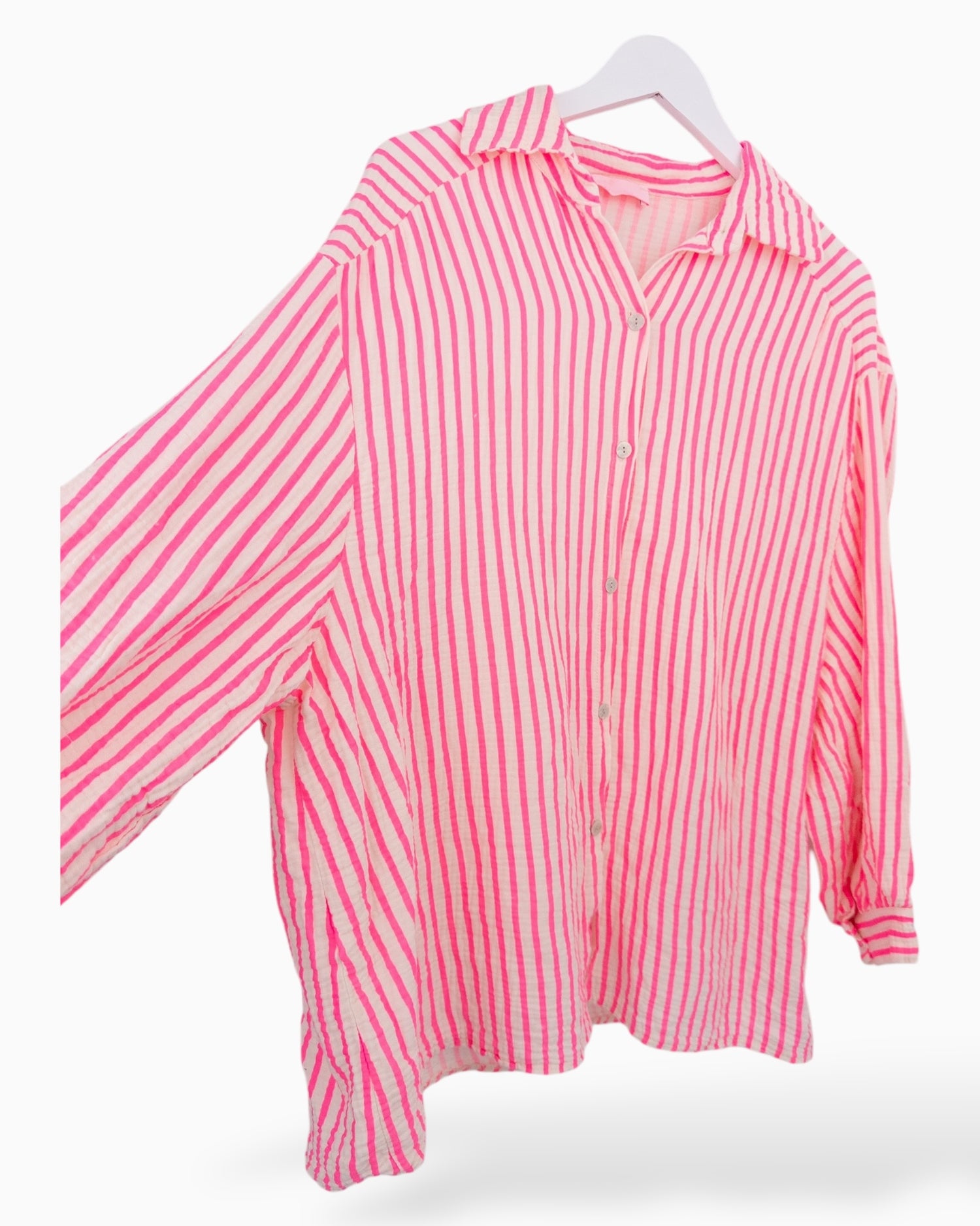 Musselin Bluse mit Streifen creme pink