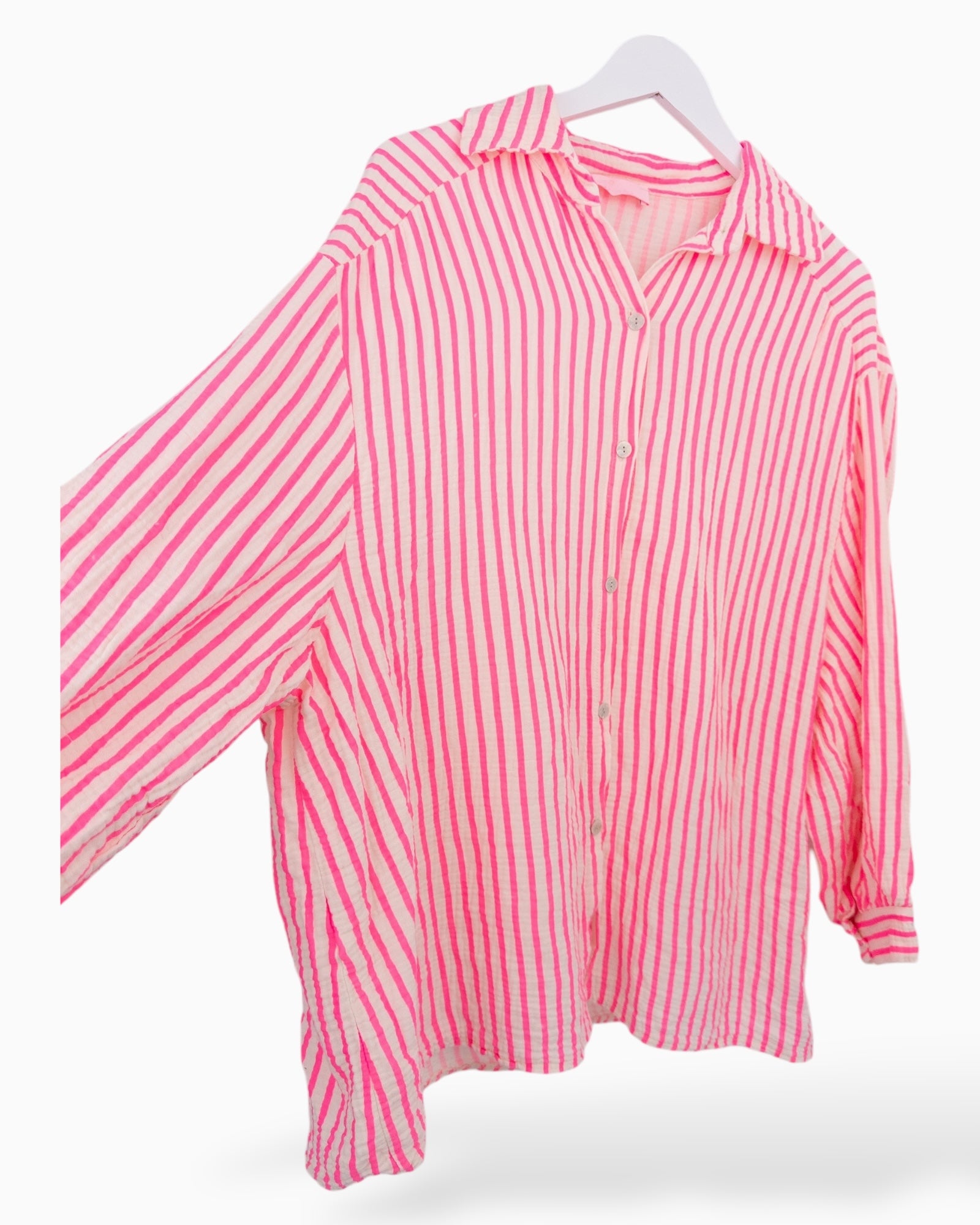 Musselin Bluse mit Streifen creme pink