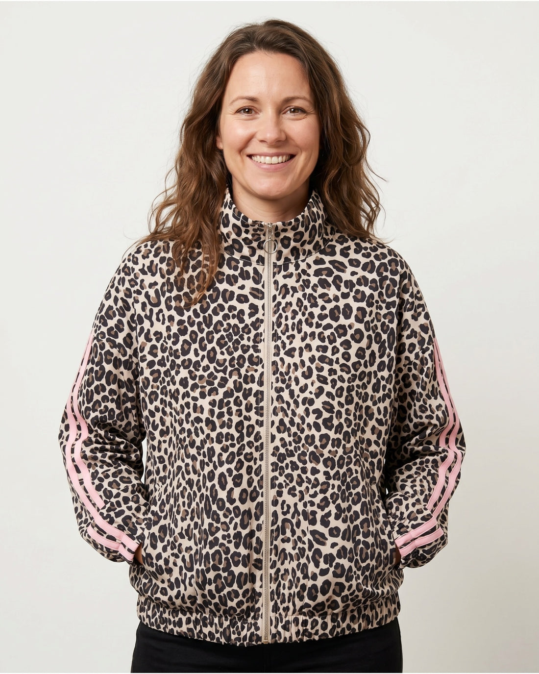 Oversize Leo Blouson-Jacke Streifen rosa