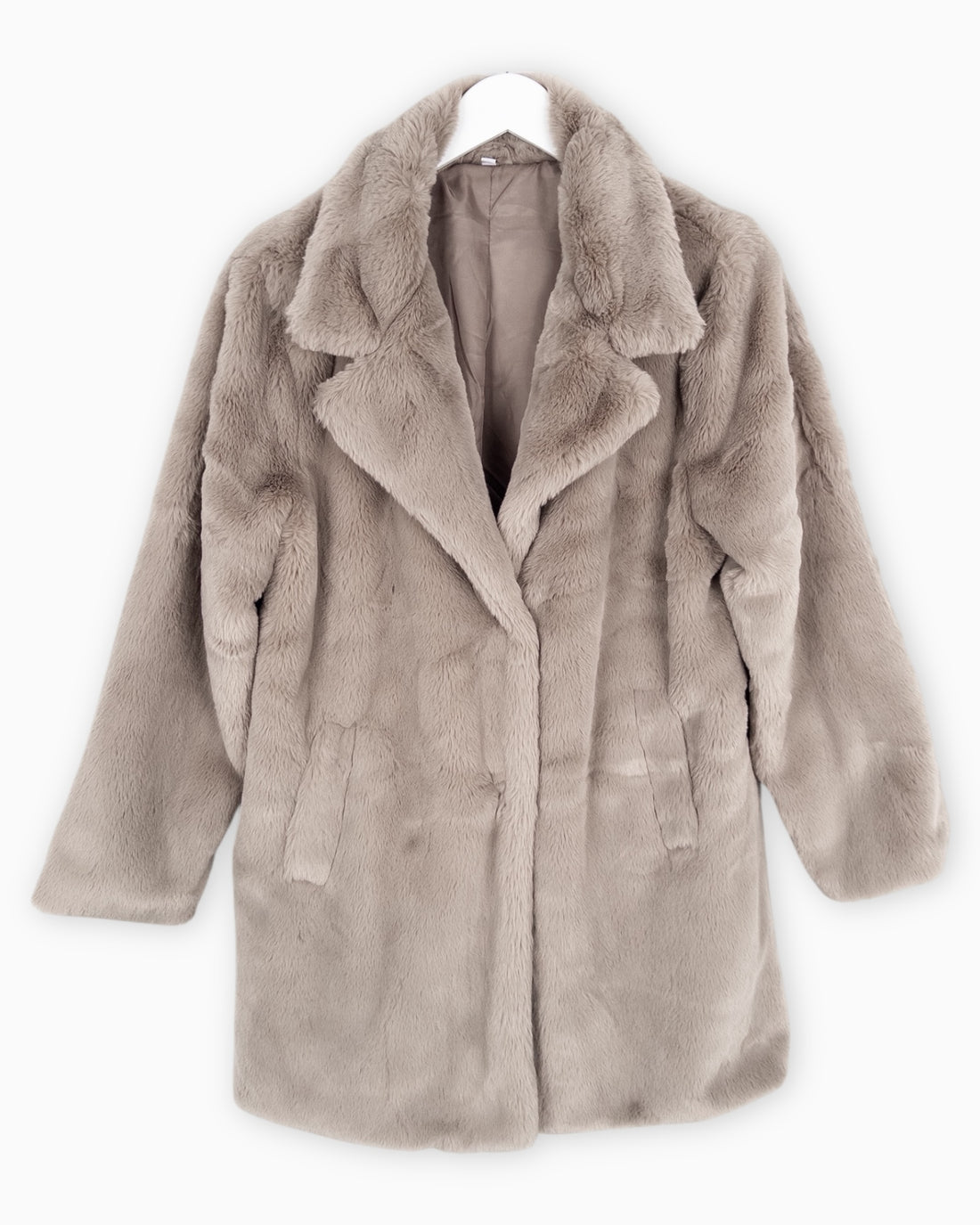 Flauschiger Mantel taupe