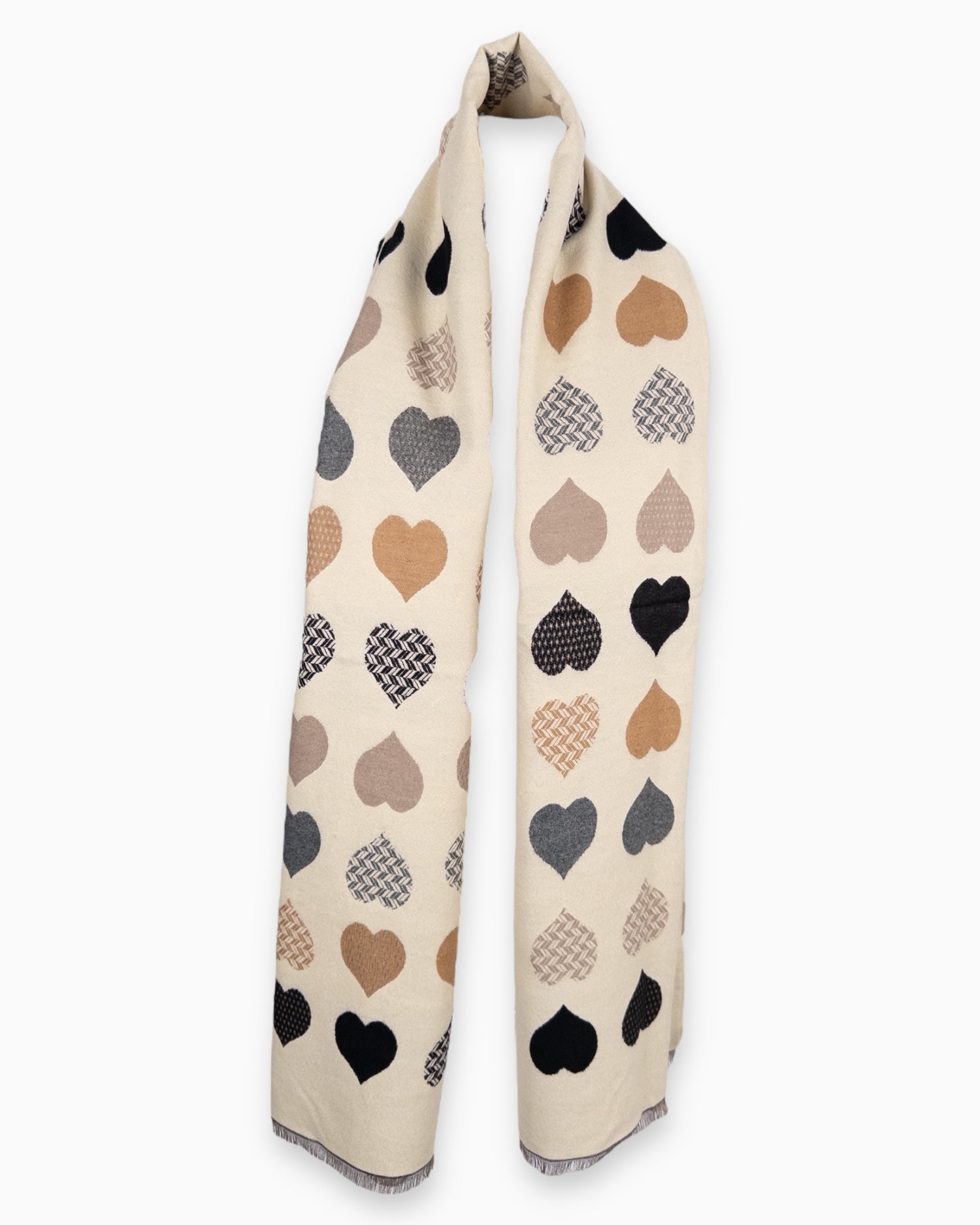 Schal mit Herz-Muster beige