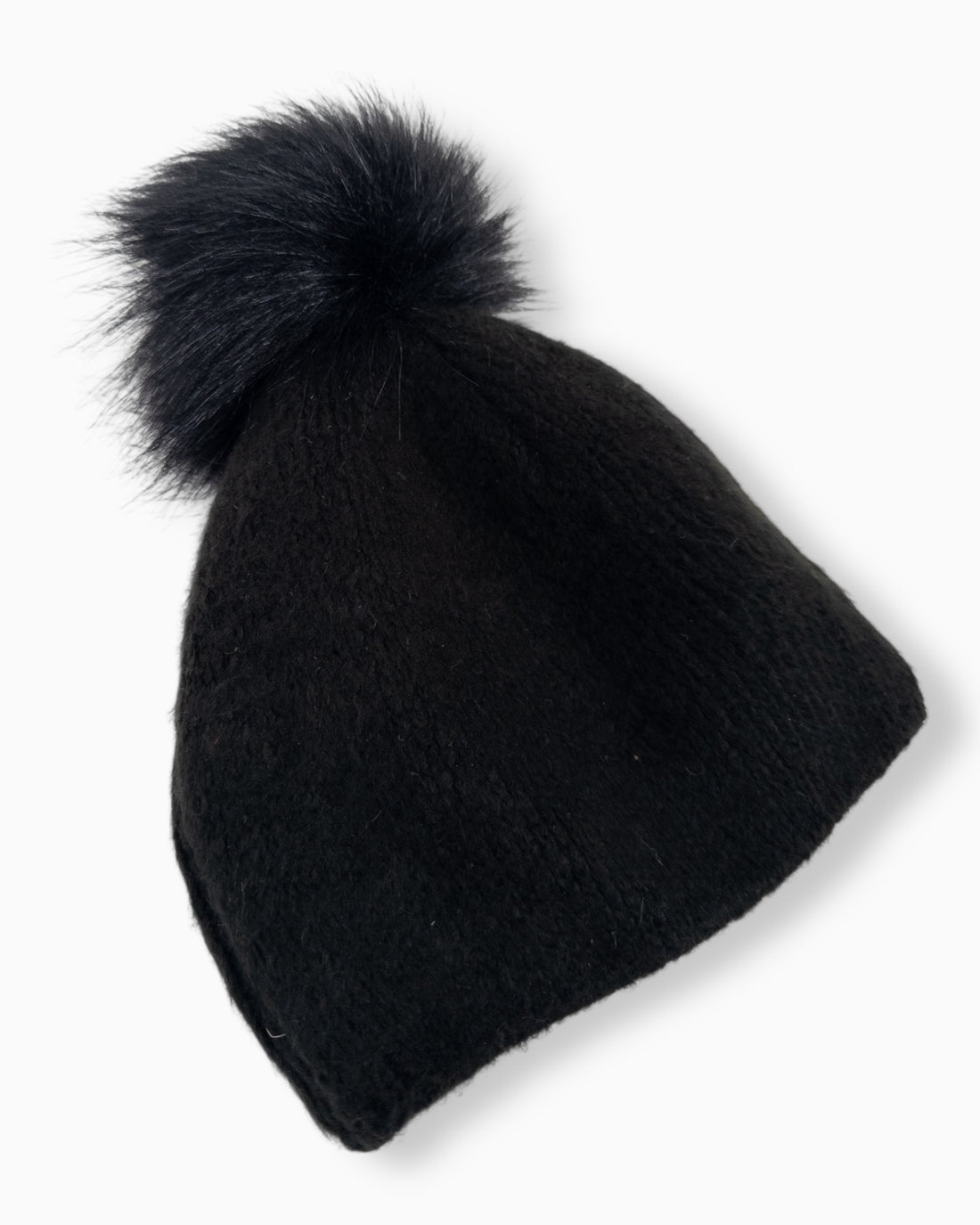 Winterwarme Mütze mit Bommel schwarz