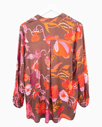 Bluse Flower braun orange