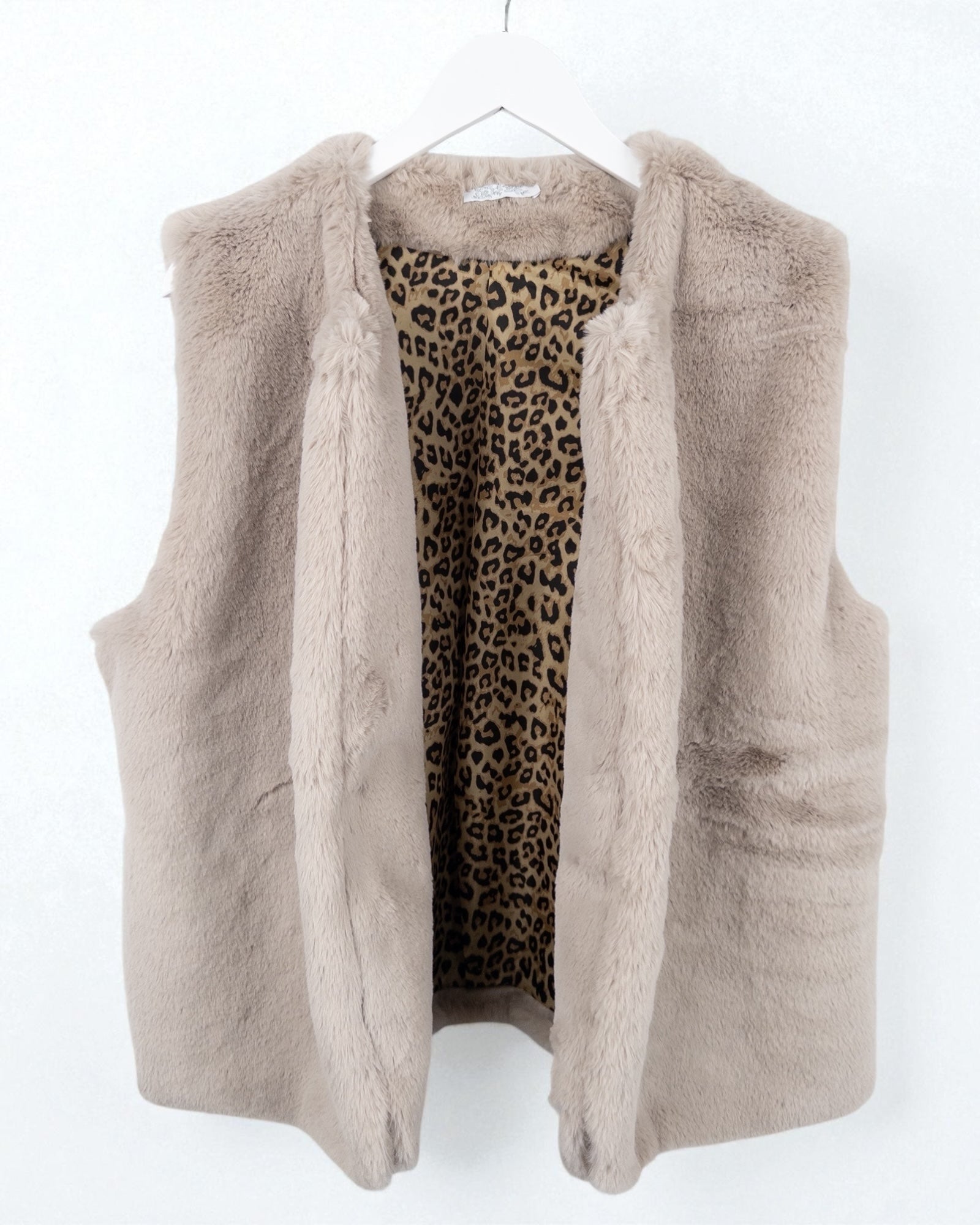 Flauschige Kunstfell-Weste Leo taupe