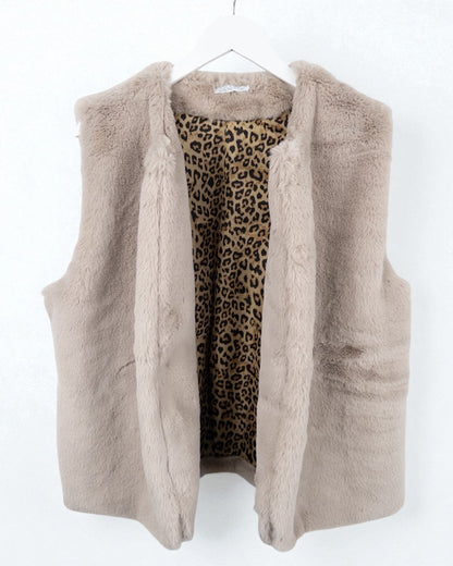 Flauschige Kunstfell-Weste Leo taupe