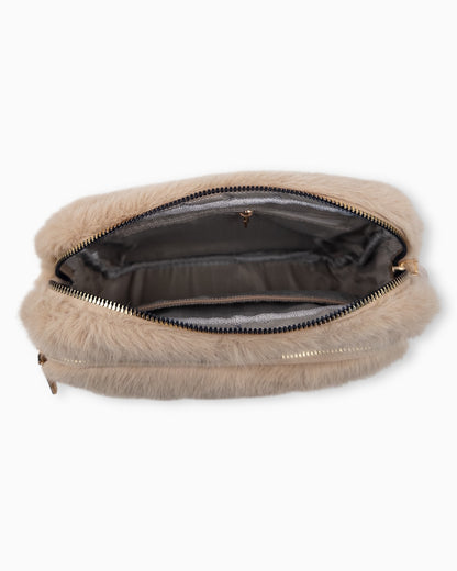 Flauschige Umhängetasche Sara beige