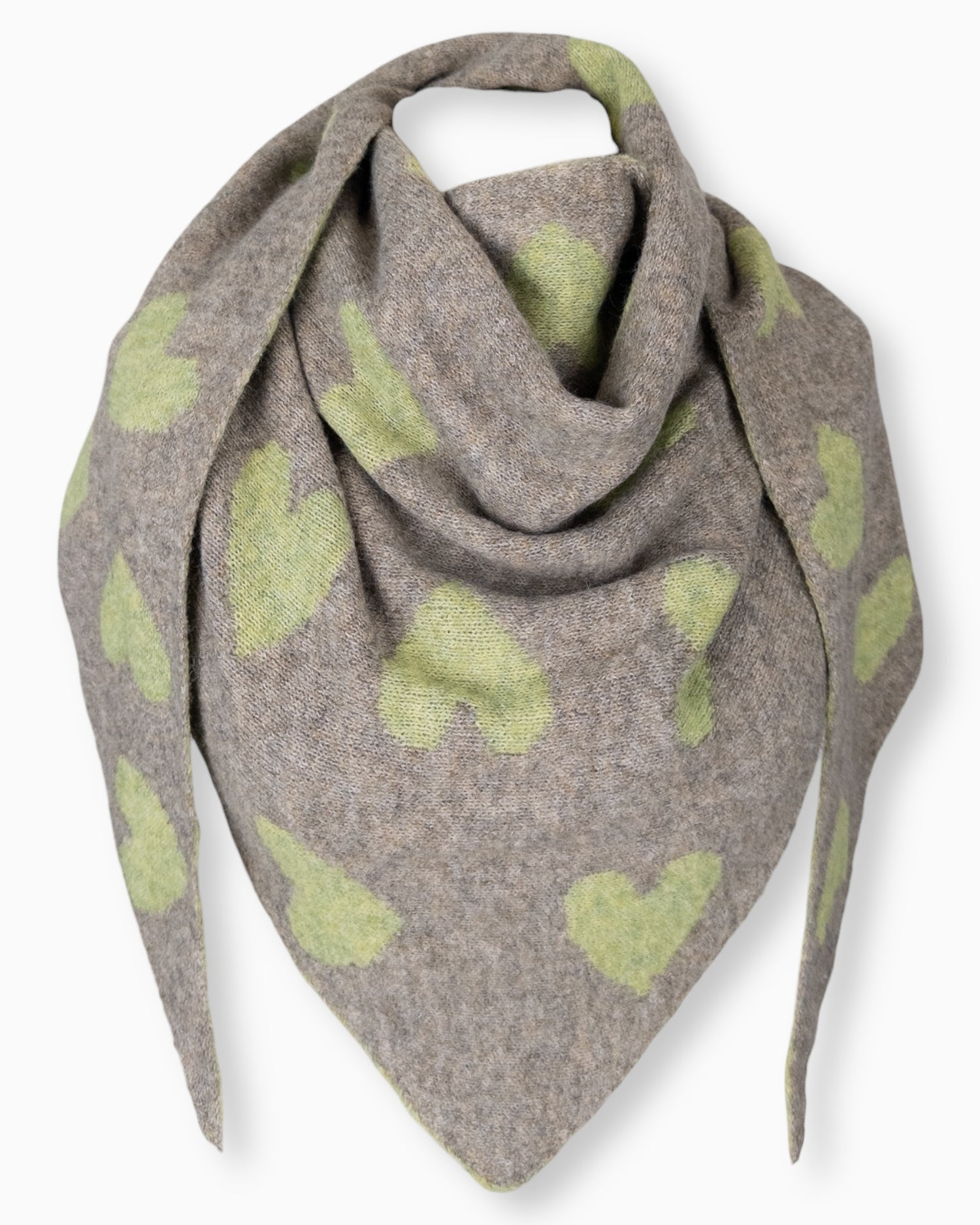Dreieckstuch Herz taupe grün