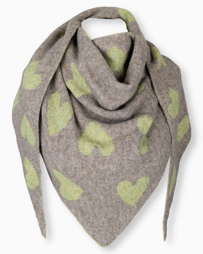 Dreieckstuch Herz taupe grün
