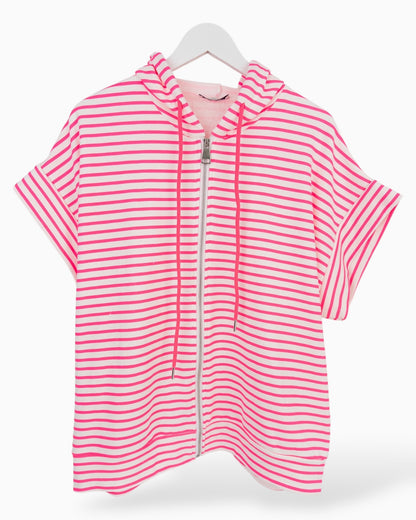 Kapuzenshirt mit Streifen rosa