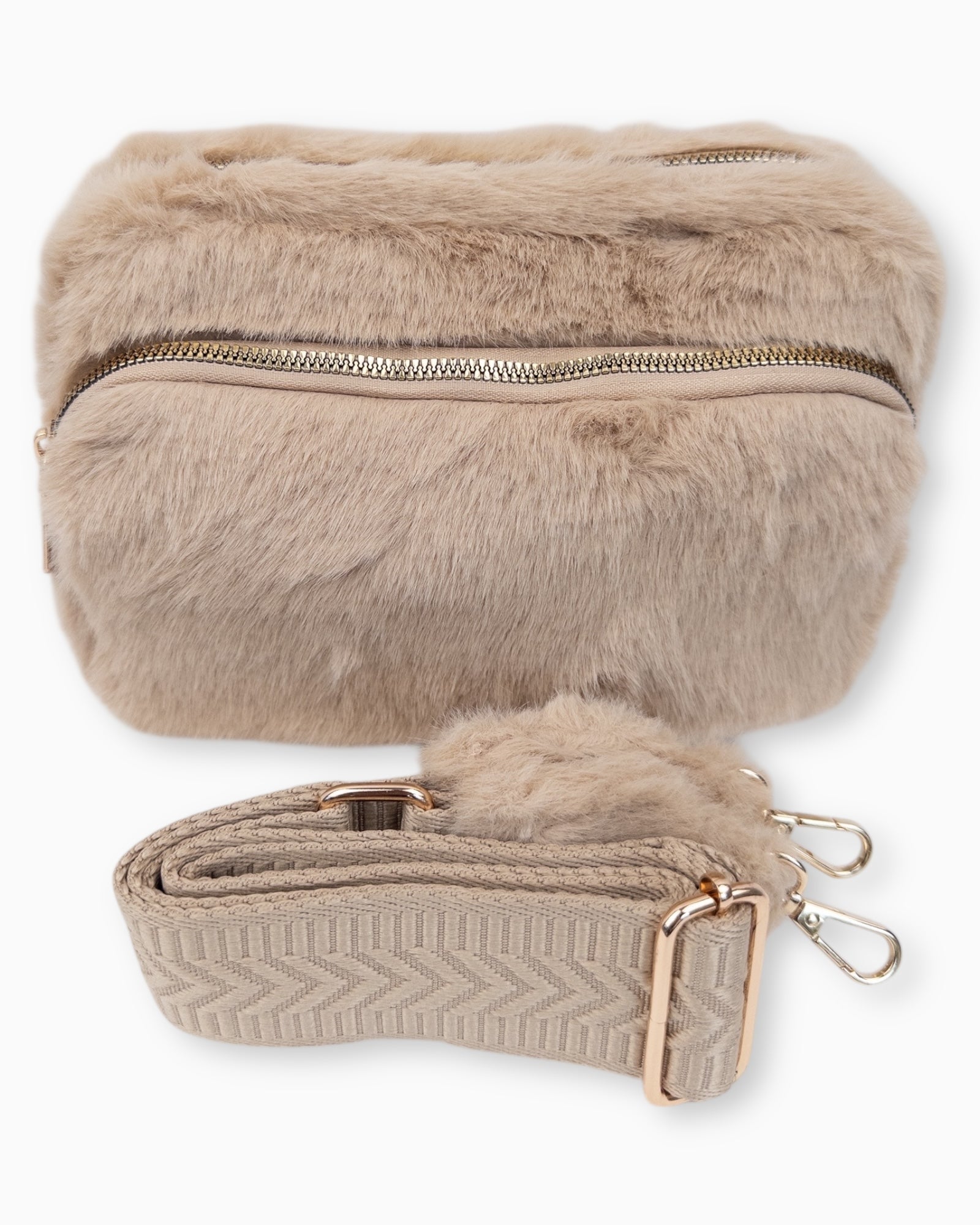 Flauschige Umhängetasche Sara beige