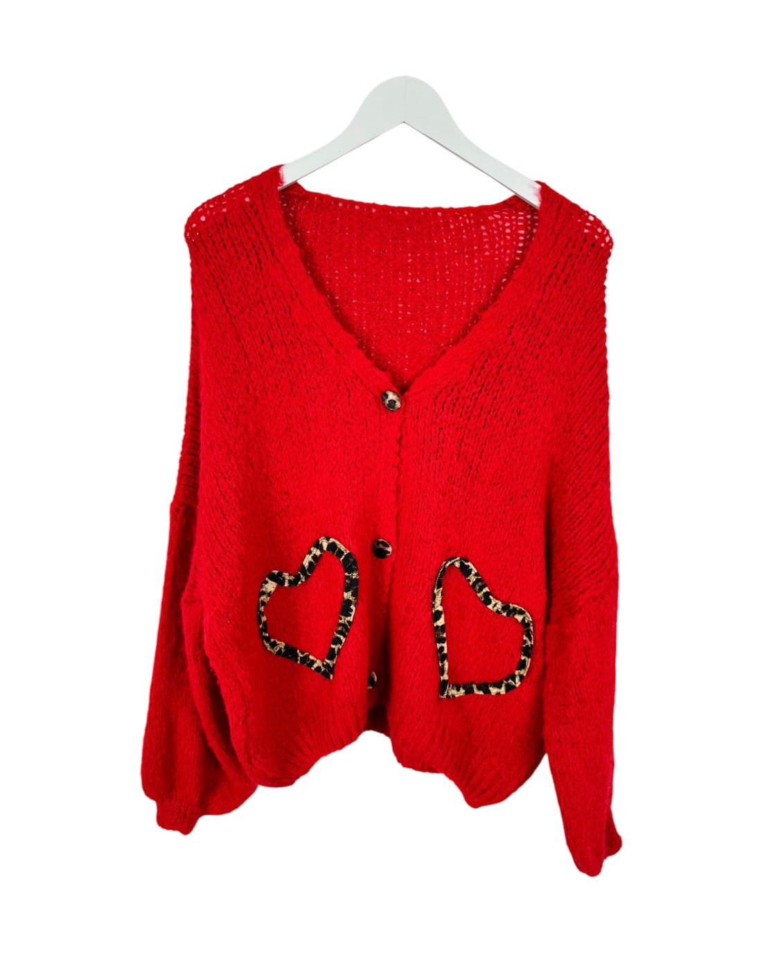 Cardigan Leo-Herz rot