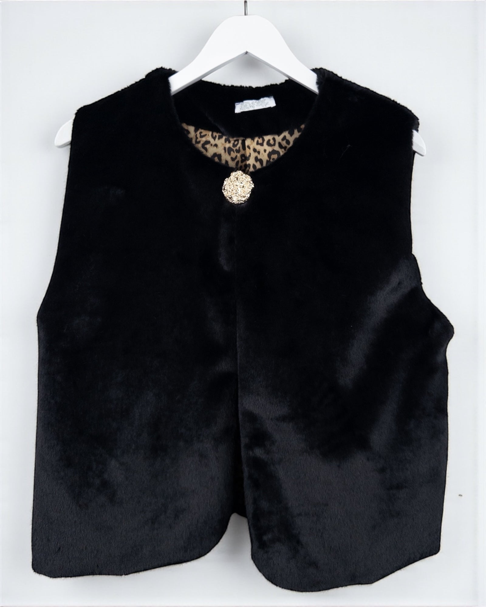 Flauschige Kunstfell-Weste Leo schwarz