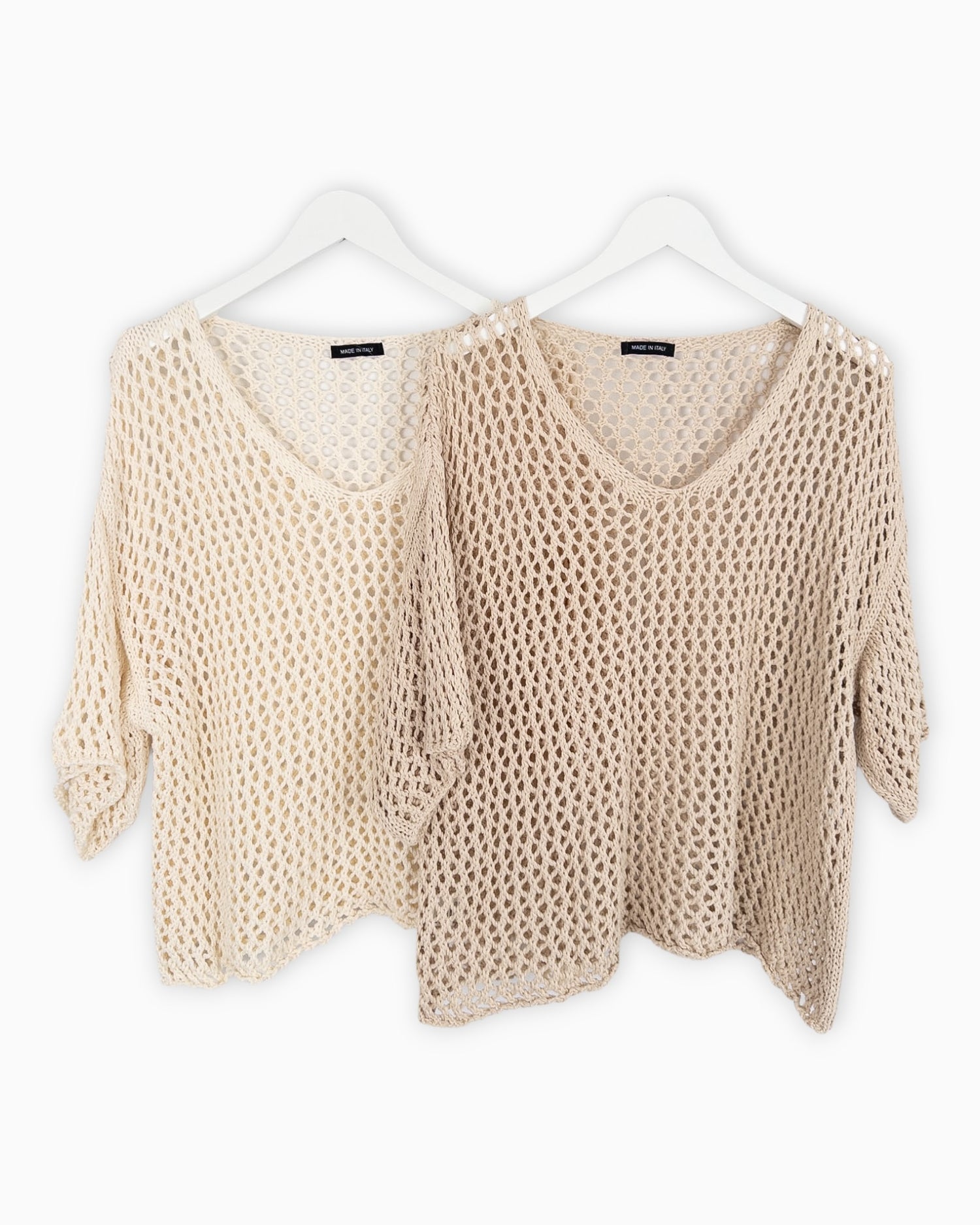 Häkel-Shirt V-Ausschnitt creme