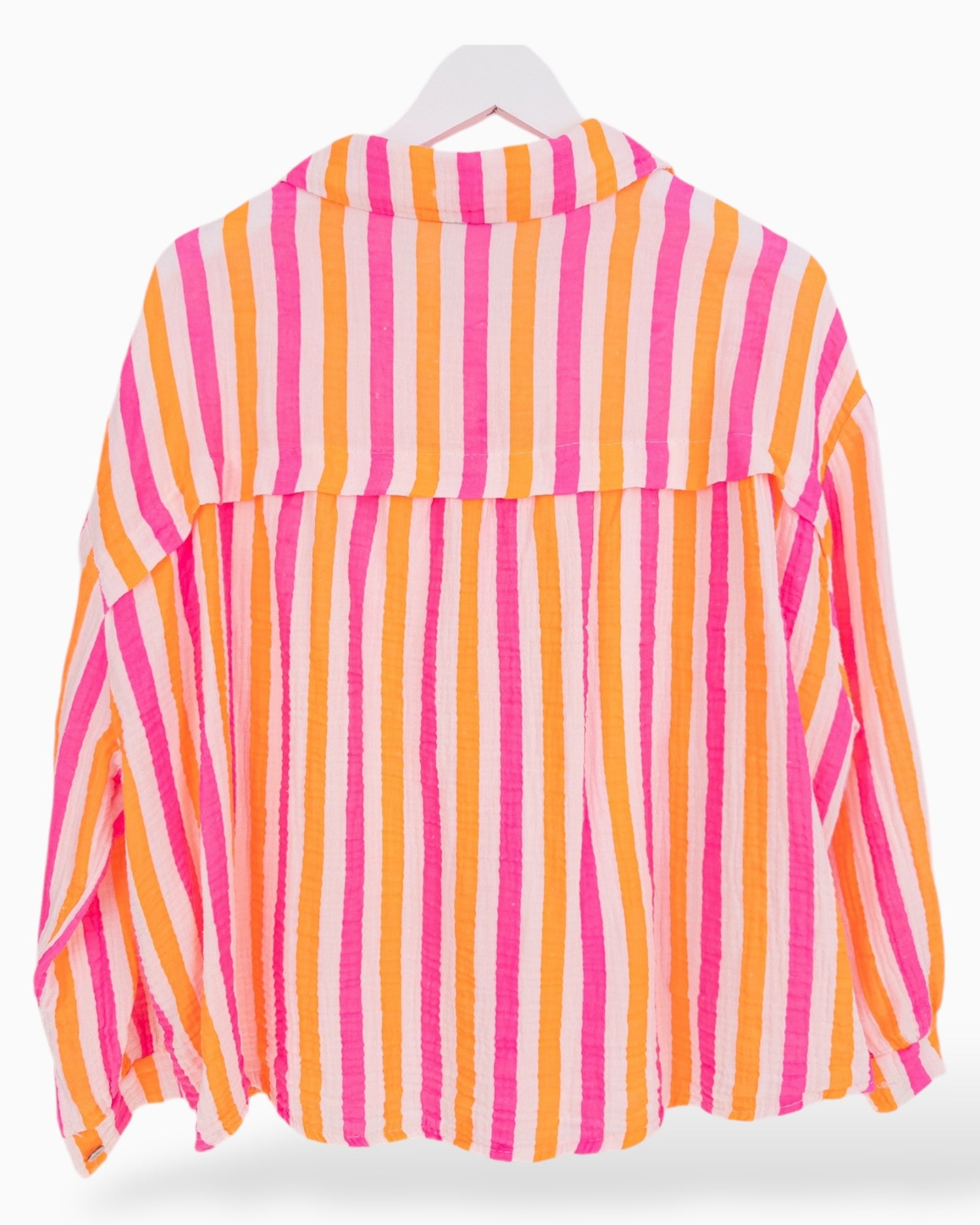 Bluse Musselin mit Streifen pink orange