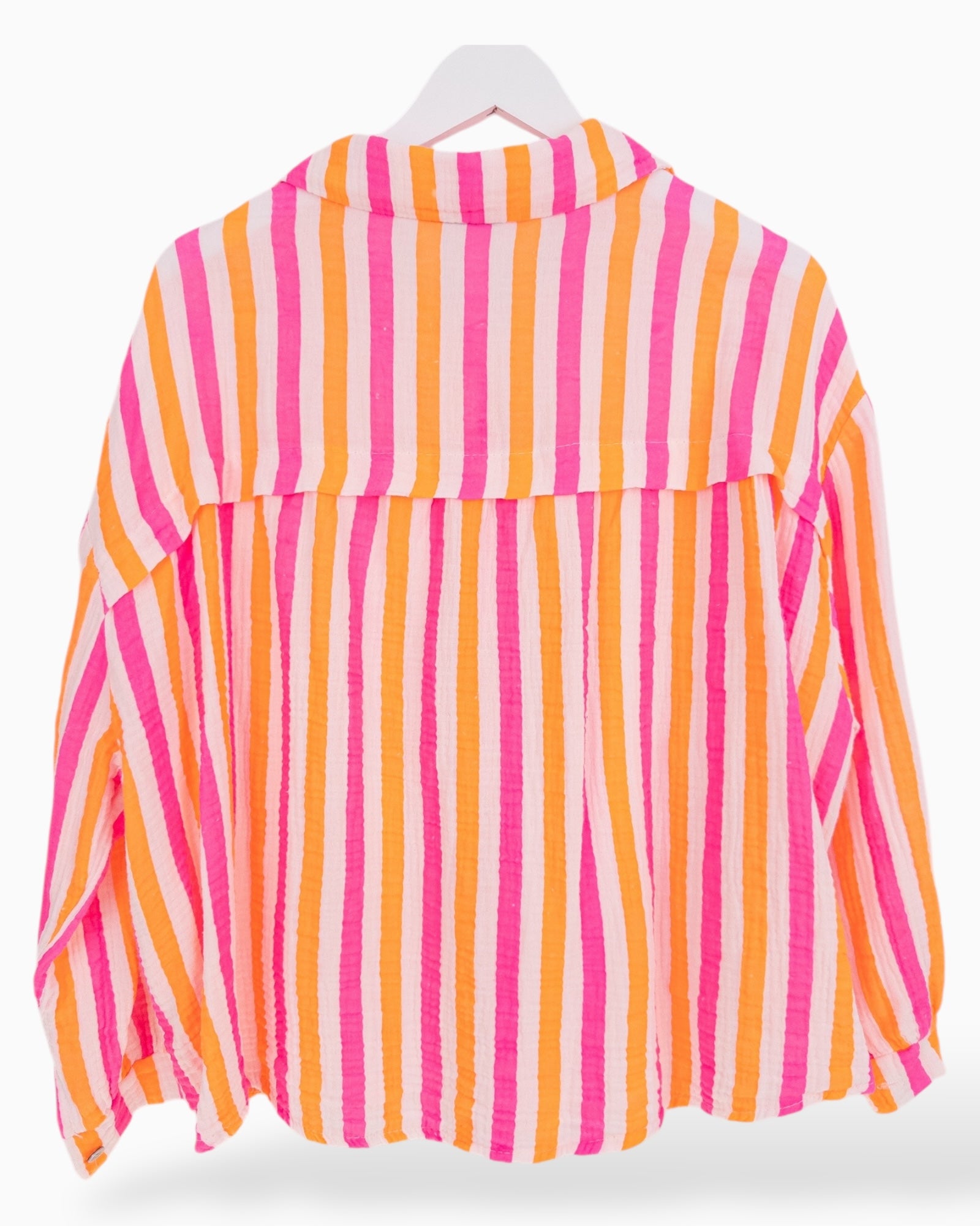 Bluse Musselin mit Streifen pink orange