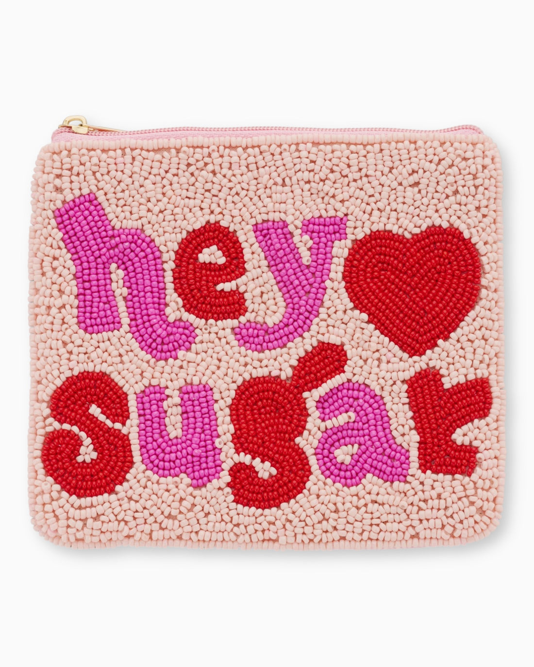 Handbesticktes Mini-Täschchen Hey Sugar rosa