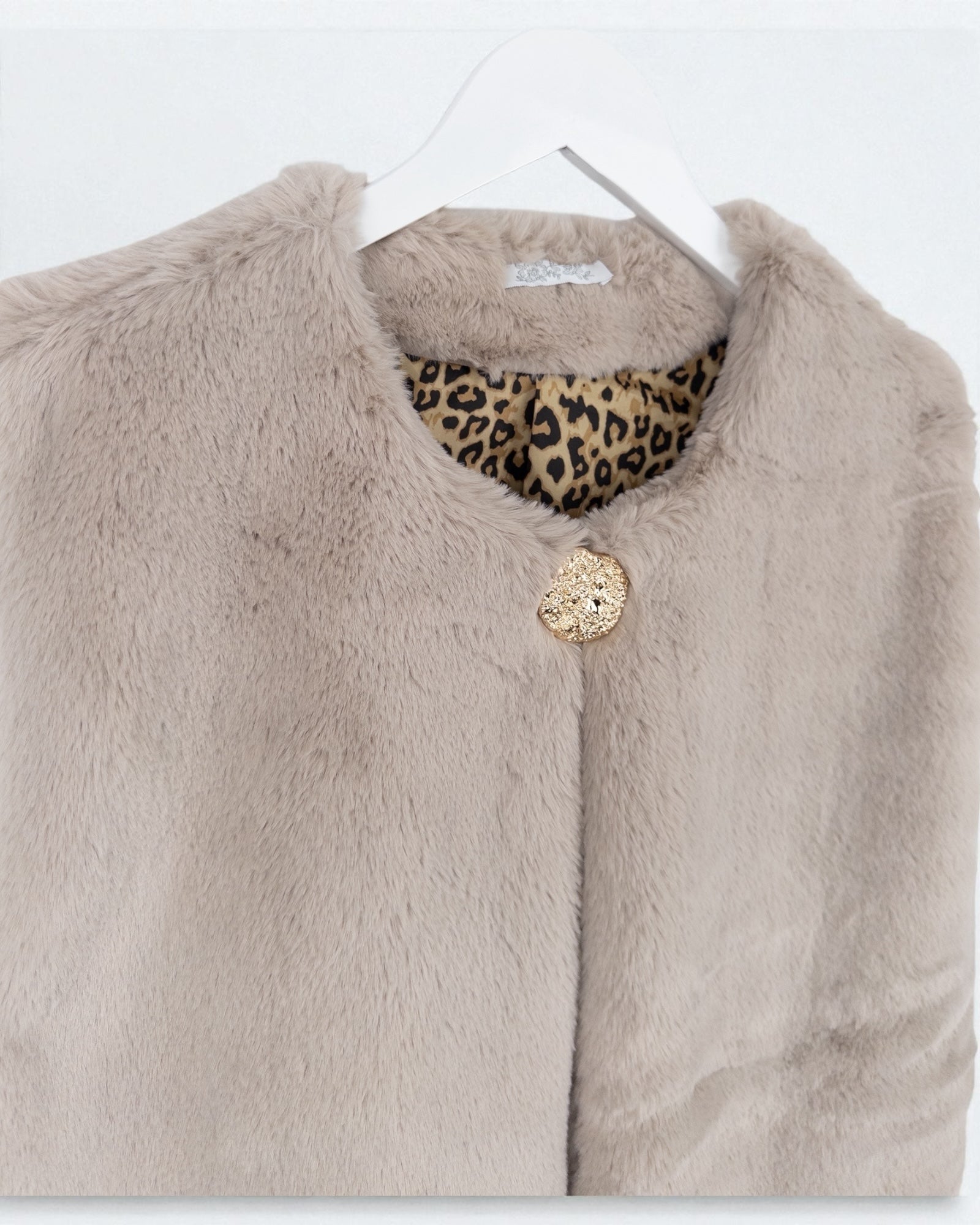 Flauschige Kunstfell-Weste Leo taupe