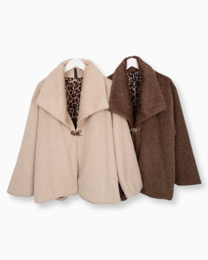 Kurze Jacke Kunstpelz braun