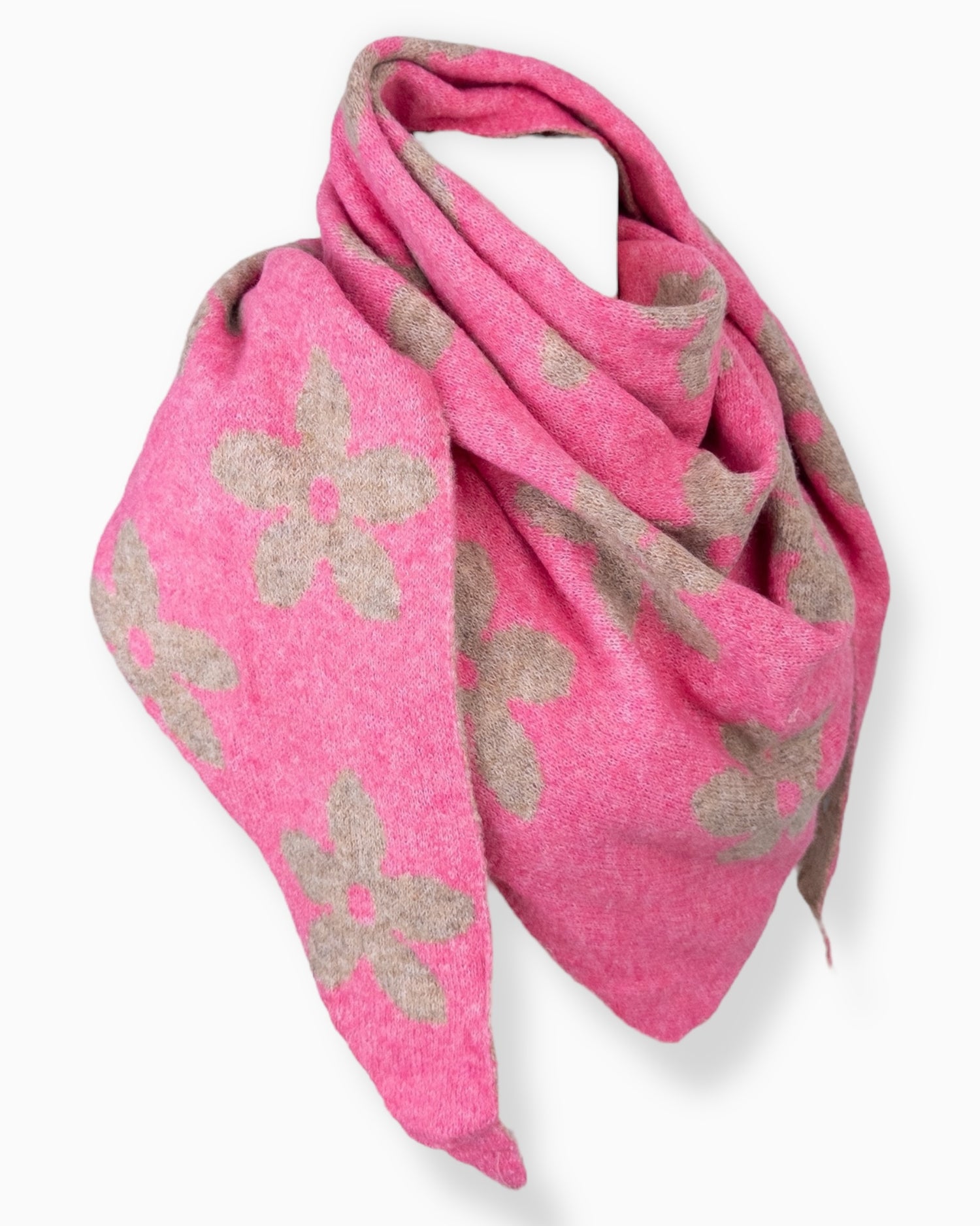 Dreieckstuch Blume pink taupe