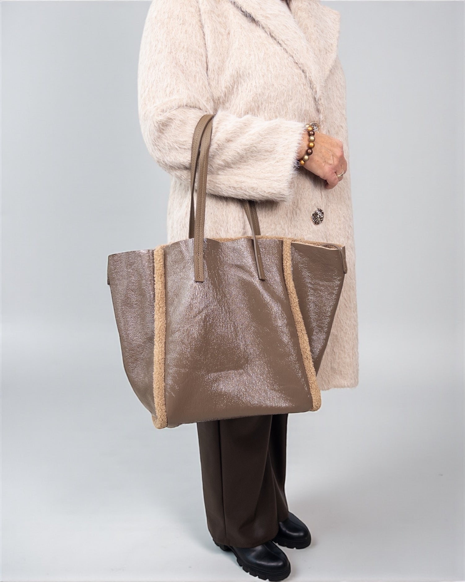 Teddy Handtasche braun beige