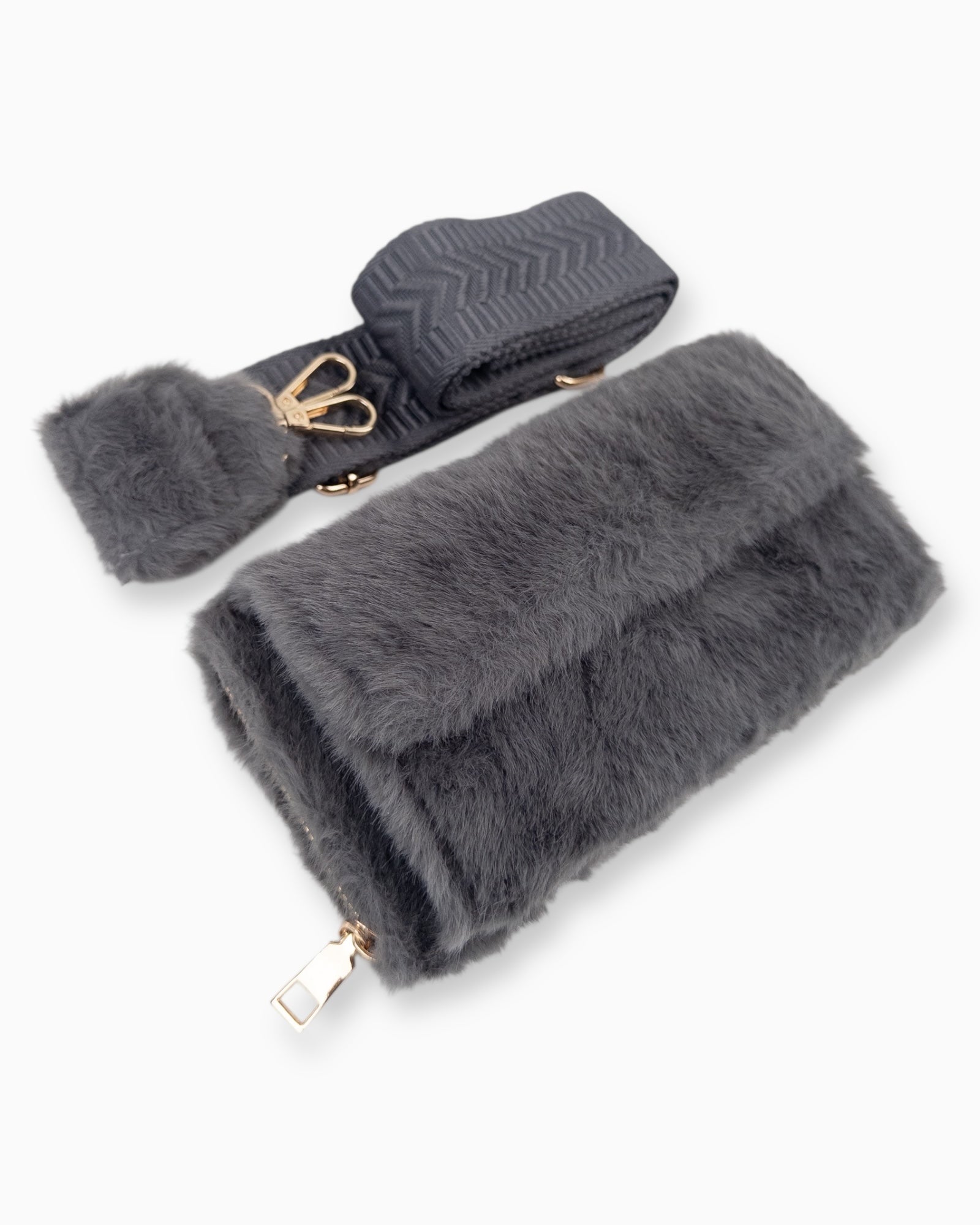 Handytasche Plüsch grau