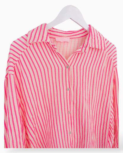 Musselin Bluse mit Streifen creme pink