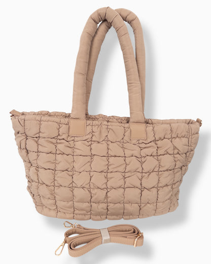 Gesteppter Shopper beige