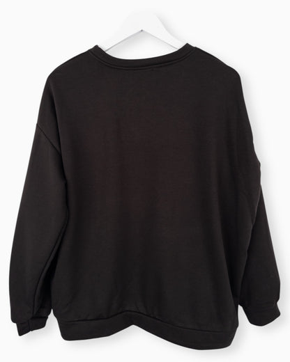Oversize Pullover Happy to be here dunkelbraun
